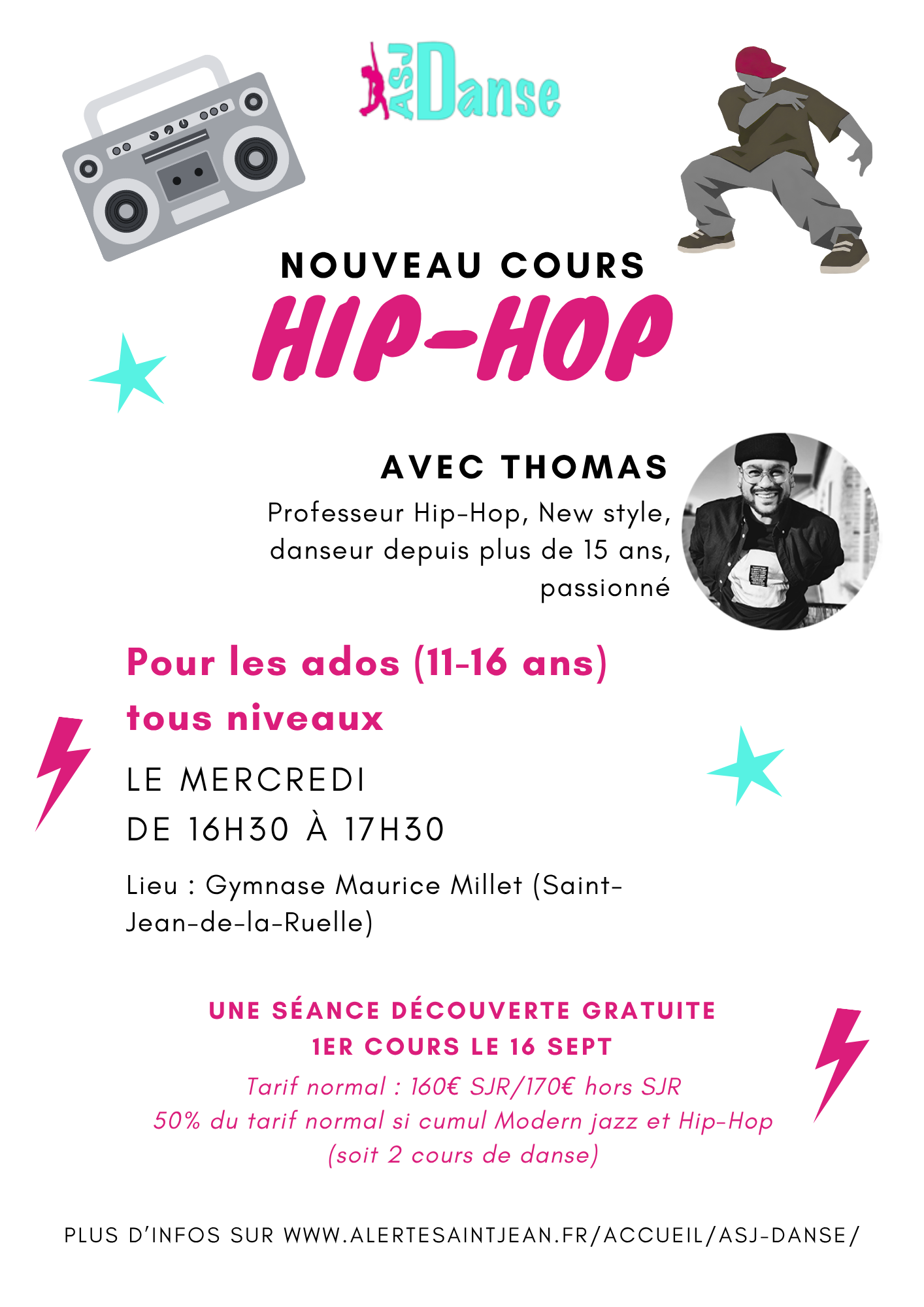 Flyer officiel du cours de Hip-Hop